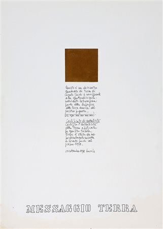 PAOLO BARRILE 1925 Messaggio terra, 1978 Collage e terra su tavola, cm. 70 x...