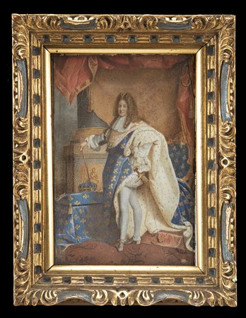 G. Gennaro, fine sec. XIX "Ritratto di Luigi XIV" miniatura su avorio (cm...