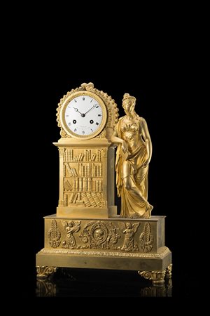 CRONIER AINEPendola in bronzo dorato decorata con allegoria della letturaAnni...