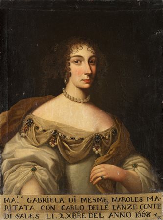 Scuola piemontese del secolo XVII "Ritratto di Gabriela di Mesme Maroles"...