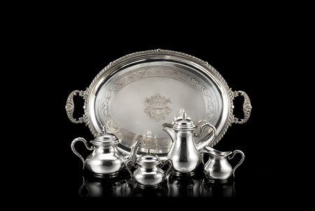 Servizio in argento da tè e caffè composto da caffettiera, teiera,...