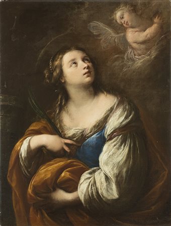 Carlo Francesco Nuvolone (Milano 1609 - Milano 1661)"Santa Barbara" olio su...
