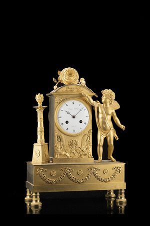 CHARLES ROLLAND A MARSEILLE Pendola in bronzo dorato di struttura...