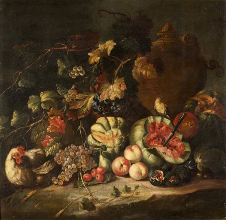 Michelangelo Cerquozzi (Roma 1602 - 1660)(attr.)"Natura en plein air" olio su...