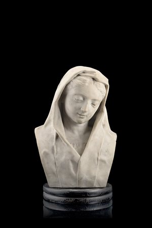 Maestro ligure del sec. XVIII "Madonna" busto in marmo statuario (h. cm 34)...