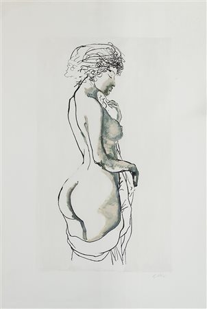 Renato Guttuso (Bagheria 1912 - Roma 1987)"Nudo di donna" litografia (cm...