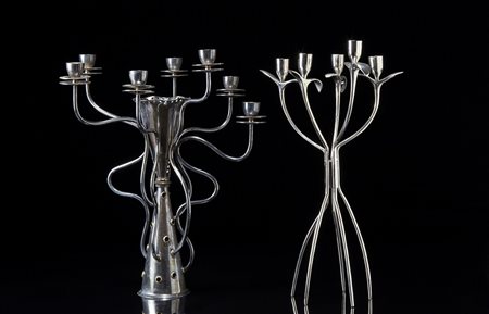 Borek Sipek (Praga 1949 - 2016)Lotto composto da due candelieri, di cui uno...