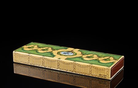 Piero Fornasetti (Milano 1913 - 1988)Scatola portacarte in metallo laccato e...