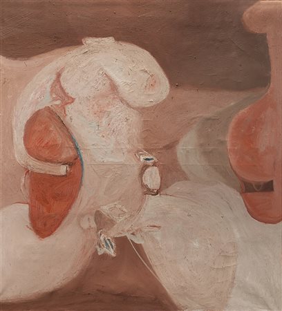 Silvio Pasotti (Bergamo 1933)"Fine atomica" 1961, olio su tela (cm 120x110)....