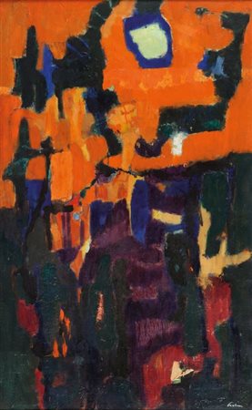 ENRICO PAULUCCI (1901-1999) Paesaggio di sera (Rosso e giallo) 1958 olio su...