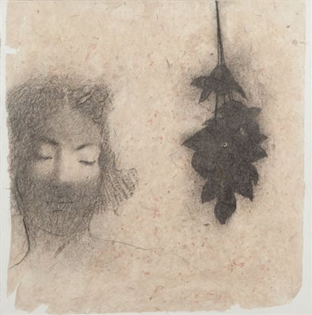 OMAR GALLIANI (1954-) Nuovi fiori-Nuovi Santicarboncino su carta seta...