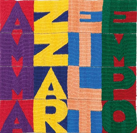 ALIGHIERO BOETTI (1940-1994) Ammazzare il tempo 1989 circaricamo su tessuto...