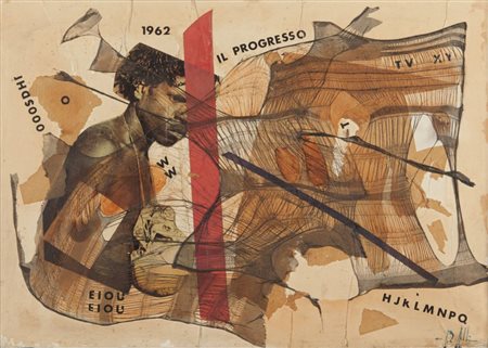 GIANFRANCO ZAPPETTINI (1939-) Il progresso 1962tecnica mista su tavola cm...