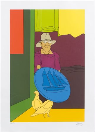 ADAMI VALERIO (1935-) Il sogno americano litografia cm 100x70esemplare...