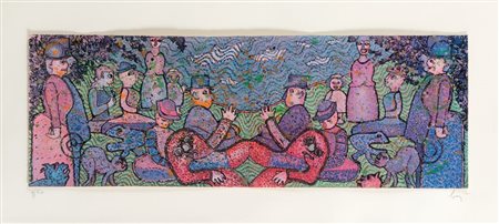 ENRICO BAJ (1924-2003) La Double Grande Jatte 1971litografia cm...