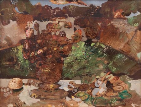 ANTONIO POSSENTI (1933-2016) Un molo sul tavoloolio su tavola cm 40x48firmato...