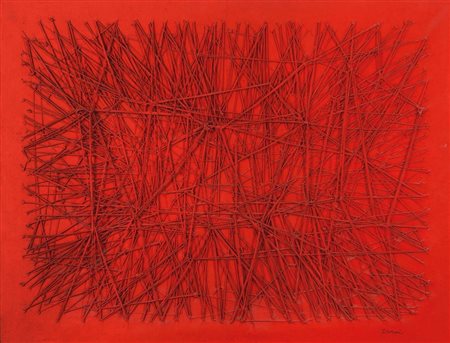 BRACCI CARLO (1935-2003) Rosso 295tecnica mista su tela cm 150x200firmato in...