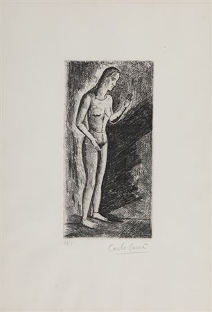 CARLO CARRA' (1881-1966) Senza titolo 1962-63incisione cm 44x31esemplare...