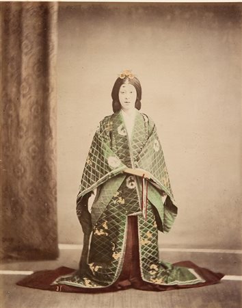 ANONIMO (-) Geishafine '800stampa all'albumina acquarellata a mano incollata...