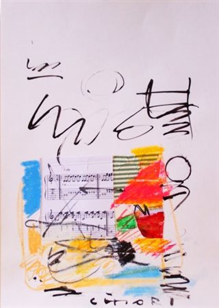 Giuseppe Chiari Firenze 1926 Senza titolo 2001 Collage su cartone 70x50