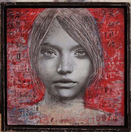 alan fecola castellanza 1980 every day 2017 mista su tavola su telaio 33x33