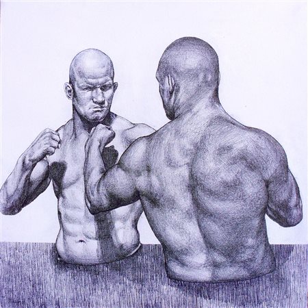 marco minotti mariano comense gladiatori 2016 ink and acrilyc on canvas 30x30