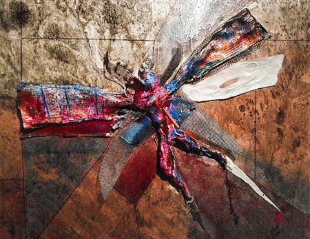 BOB MONEY STOCCARDA 1965 BUTTERFLY MAN 2017 FUSION ON CANVAS 100x70