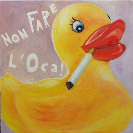 Massimiliano Malimpensa Como 1970 Non fare l'oca 2017 olio su tela 80x80