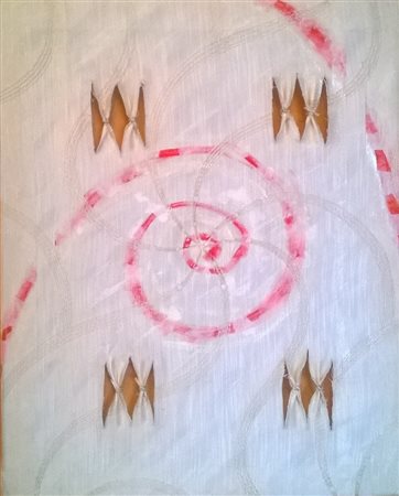 Calogero Salemi Racalmuto (AG) 1966 Squarci d'arancione 2017 mista su stoffa...