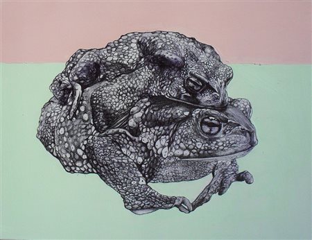 marco minotti mariano comense 2 Frog 2014 ink and acrilyc on canvas 30x40