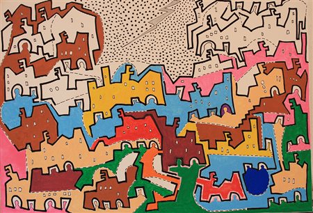 Salvatore Maria Ruta modica 1966 villaggio montano 2017 acrilici su tela 35x50