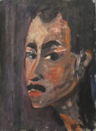 Camillo Cocchetti MIlano 1922 Volto 1967 Olio su tela 56x33