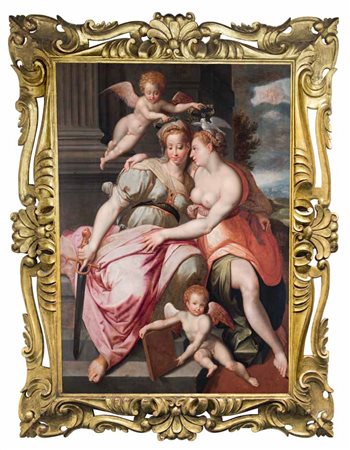 Jacob de Backer Anversa 1555 – 1585 ca ALLEGORIA DELLA PACE E DELLA GIUSTIZIA...