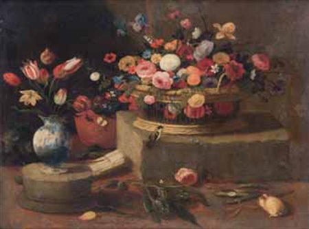 Scuola Fiamminga del XVII secolo A) B) NATURA MORTA olio su rame, cm 25x31