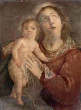 Scuola Lombarda fi ne del XVIII secolo MADONNA CON BAMBINO olio su tela, cm...