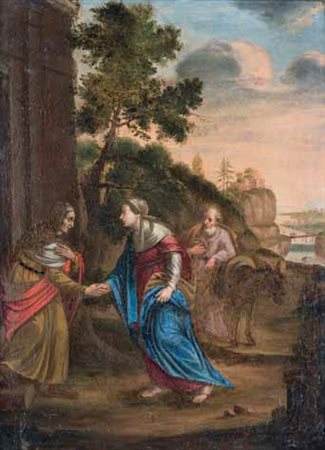 Scuola Romana del XVII secolo A) VISITAZIONE (DA UN MODELLO DI DENIJS...