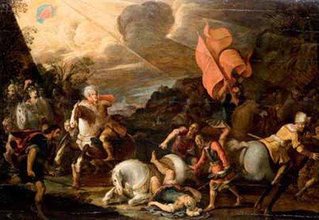 Scuola Fiamminga del XVIII secolo LA CADUTA DI SAN PAOLO olio su tela, cm 50x72