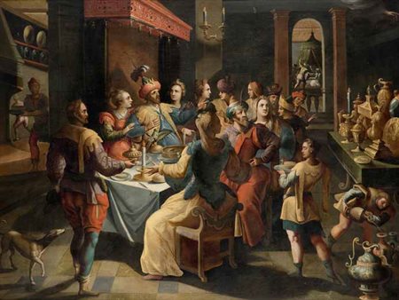 Attribuito a Frans Franken il Giovane Anversa 1581 - 1642 CONVITTO DI...