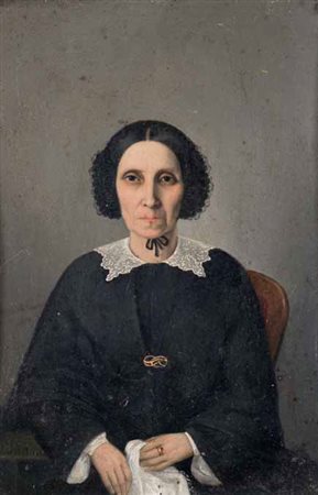 Scuola Lombarda del XIX secolo RITRATTO FEMMINILE olio su rame, cm 17x12,5....
