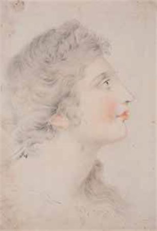 Scuola di Andrea Appiani TESTA FEMMINILE pastelli su carta, cm 32,2x23,1