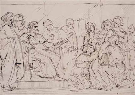 Scuola di Vincenzo Camuccini A) E B) SCENA STORICA china su carta, cm 31x43....