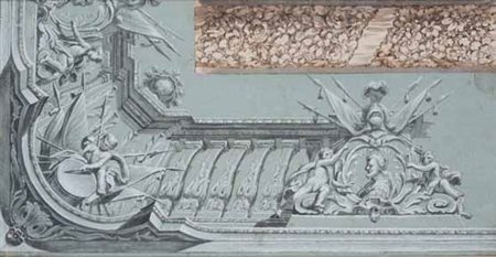 Scuola Lombarda del XIX secolo A) STUDIO PER FREGIO ARCHITETTONICO B) VEDUTA...