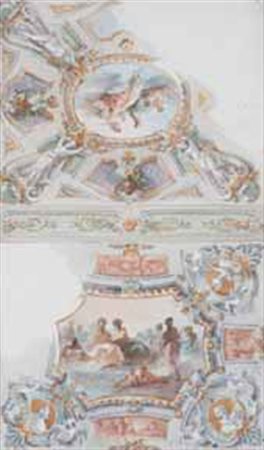 Scuola Lombarda del XIX secolo A)STUDIO PER DECORAZIONI DI SOFFITTO B)COPPIA...