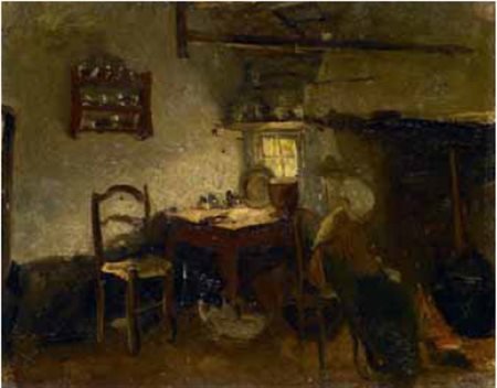 Alber Neuhuys Utrecht 1844 – Locarno 1914 INTERNO DI CUCINA olio su carta...