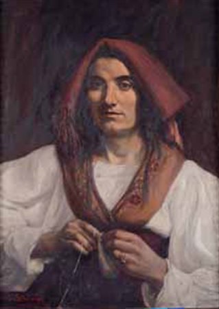 Padova 1900 – Pineta di Sortenna 1943 RITRATTO FEMMINILE olio su tavola, cm...