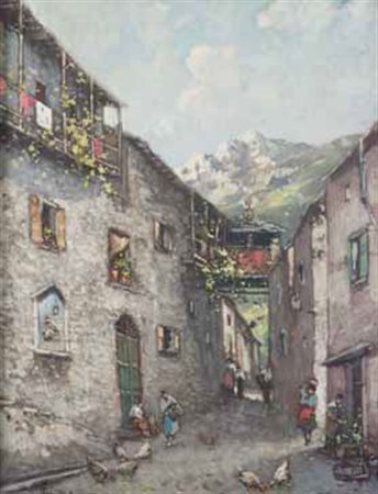 Lorenzo Gignous Modena 1862 – Porto Ceresio 1958 SCORCIO DI MIAZZINA olio su...