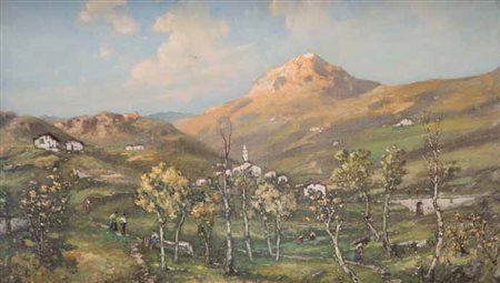 Lorenzo Gignous Modena, 1862 – Porto Ceresio, 1958 PAESAGGIO MONTANO olio su...