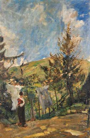 Emilio Gola Milano 1851-1923 BUTTERO, 1923 olio su tela, cm 120x79,4....