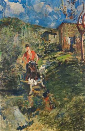 Emilio Gola Milano 1851-1923 MONDONICO, 1922 olio su tela, cm 120x80,2....