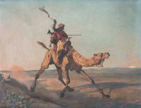 Scuola Orientalista del XIX secolo FIGURA MASCHILE olio su tavoletta, cm...